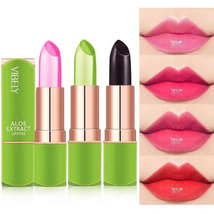 Aloe Vera Lipstick Lip Balm Lip Gloss Moisturizing Warm Feeling Color ...