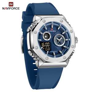 Jam Tangan Pria Original Naviforce 9216 Dual Time Sports Strap Rubber