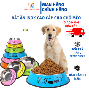 Bát ăn cho mèo Inox bát ăn cho chó đế cao su chống trượt