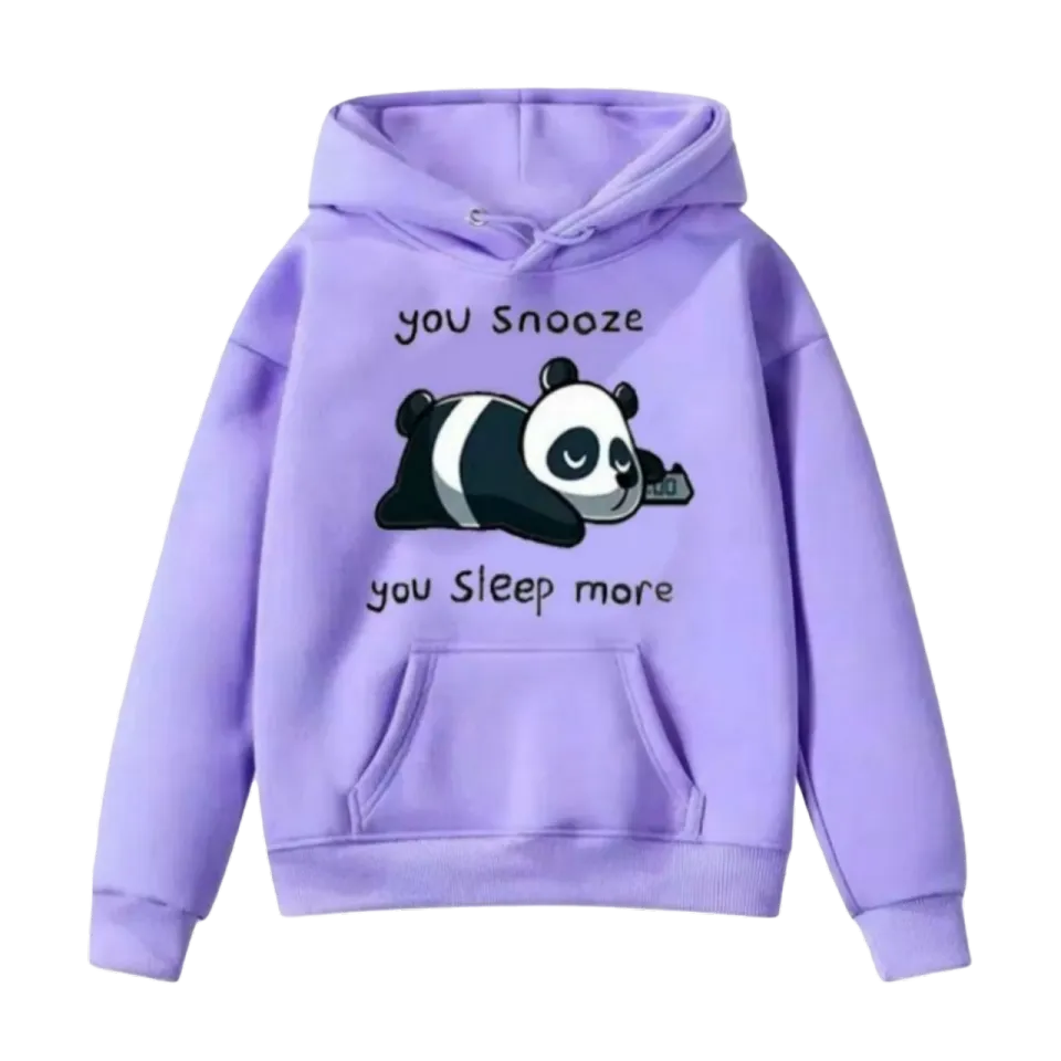 Sweater Hoodie Anak Panda Usia 5-12 tahun bahan cotton fleece tebal warna  ungu lilac