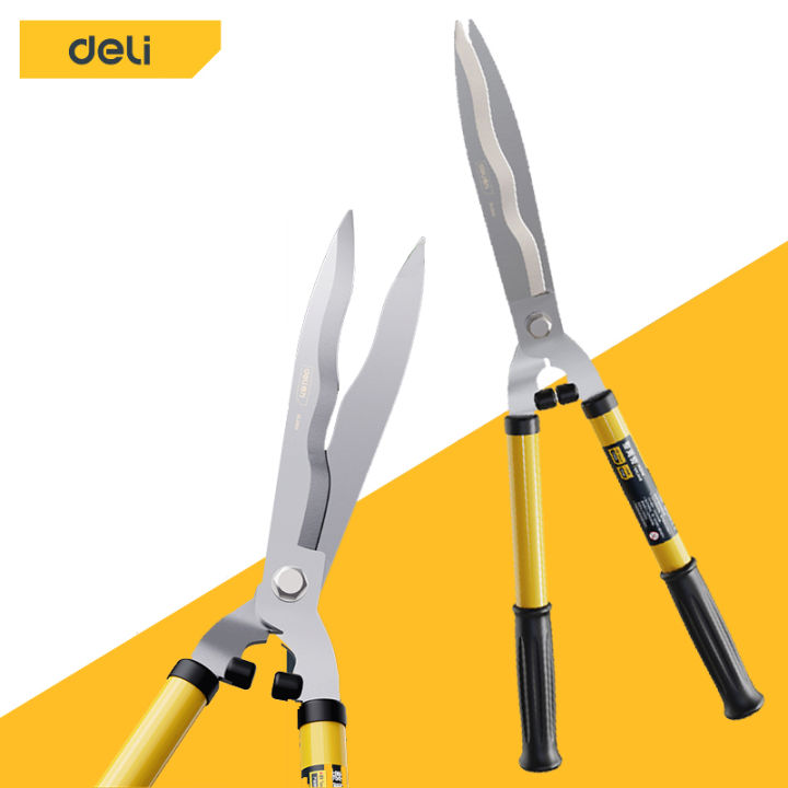 Deli กรรไกรตัดหญ้าและกิ่งไม้ ด้ามเหล็กหุ้มพลาสติก คมมาก