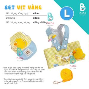 Set 3 Món Dây Dắt Yếm Mũ Vịt Vàng Đáng Yêu Cho Thú Cưng Chó Mèo