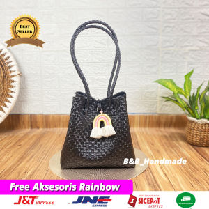 (FREE RAINBOW) Tanpa Furing Resleting Tas Cewek Jali Anyam Kekinian Premium Bahan Tebal Termurah Medium Size