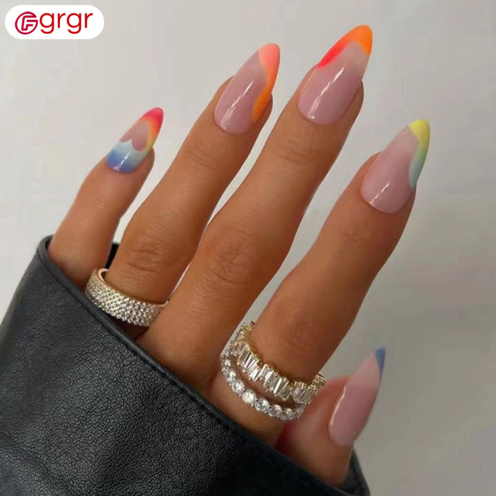 Pointed Head Almond Fake Nails Full Cover Press On Nails Fashion Nail Tips  Girl – the best products in the Joom Geek online store
