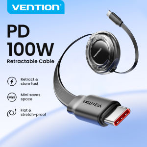 Vention PD 100W Retractable Type C Cable 1M 5A Fast Charging Cord USB 2.0 C Male to C Male Cable for iPhone 18 17 16 15 Pro Max Xiaomi Huawei Ultra Protable Charging Cord