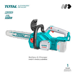 TOTAL Cordless Brushless Chain Saw 20V 900W Bar Length: 30cm (12") 0.13L Lubrication Tank Battery Combo - TGSLI20128