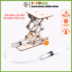 Đồ chơi STEM. Lắp ráp Xe nâng bàn nâng thủy lực. Tự sáng tạo và thực hành khoa học bằng đồ chơi giáo dục tư duy cho bé. STEM3G