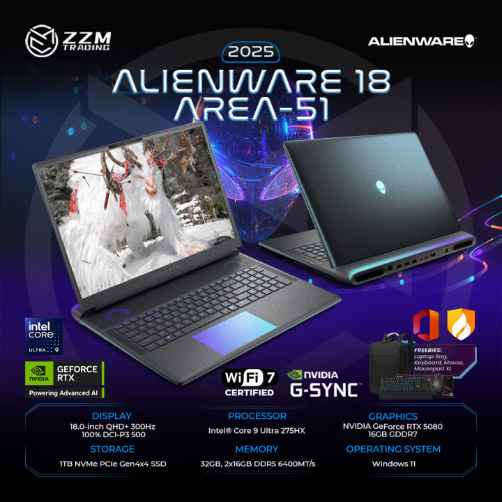 Alienware 18 Area-51 Ultra 9 RTX 5090 64GB 4TB 18" QHD+ 300Hz Gaming ...