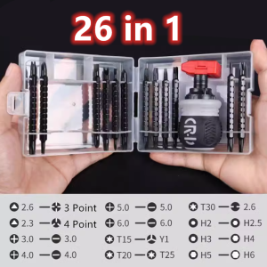 13 /18 / 26 in 1 Short handle ratchet multi-purpose screwdriver set magnetic ratchet screwdriver with retractability