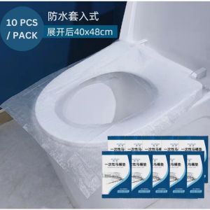 10pcs Penutup Tempat Duduk Tandas Disposable Toilet Seat Covers Travel Camping Bathroom Portable Plastic Toilet Cover