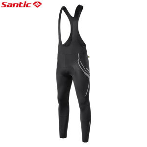 Santic Men Cycling Bib Pants Shockproof Sponge Cushion Breathable Reflective Sports Bike Tights