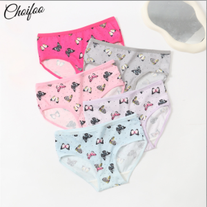 ChoiFoo กางเกงในเด็กผู้หญิงใหม่กางเกงในเด็กผู้หญิงกางเกงชั้นในพิมพ์ลายผีเสื้อน่ารักกางเกงชั้นในบางเย็นและระบายอากาศสำหรับฤดูร้อนกางเกงผ้าฝ้ายแท้นุ่มสบาย