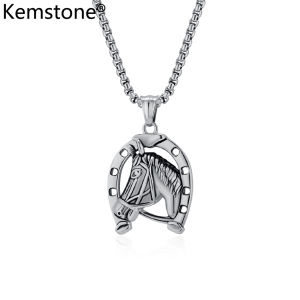 Kemstone Horseshoe Stainless Steel Necklaces Mens Stainless Steel Pendant Necklace Jewelry