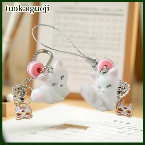 tuokaiguoji Cartoon Flocking Fox Pendant Keychain Cute Bag Pendant Kawaii Mobile Phone Chain Gifts For Women Girls Fox Mask Key Ring