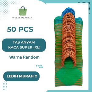 PAKET MURAH 50 PCS Tas Anyaman Plastik KACA SUPER JUMBO (XL) / Tas Parcel Sembako Hampers