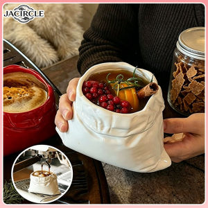 JACIRCLE Creative Shape Ceramic Coffee Cup 450ml Lucky Bag Thai Bag Cup Solid Color Irregular Milk Tea Bag
