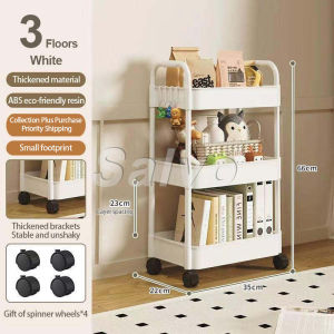 SALVO 3/4/5 Layer Trolley Cart Organizer Bathroom Organizer Rack Kitchen Rack Book Shelf With Wheel Moving Storage Cart