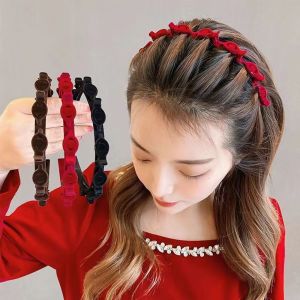 Vintage Velvet Forehead Braided Hair Hoop Headband Headwear