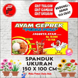 Spanduk Banner Fried Chicken & Geprek Ukuran 150 cm x 100 cm
