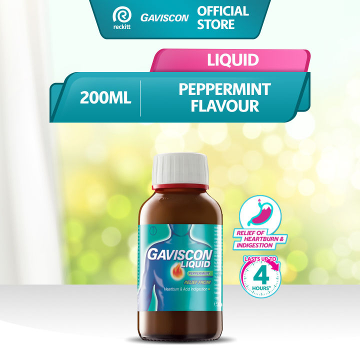 Gaviscon Peppermint Liquid for Fast Relief of Heartburn 200ml