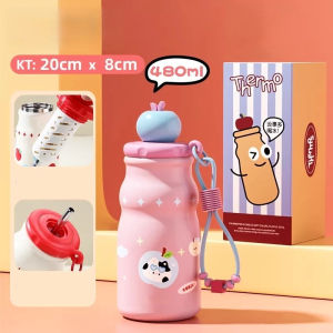 Bình Giữ Nhiệt Inox 480ml Nắp Quả Táo Kèm Ống Hút Và Lưới Lọc Trà LILA BGNQUA125