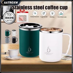 【Free Gifts】500ML Stainless Steel Coffee Mug With Handle And Cover Creative Vacuum Insulated Mug Tumbler Hot And Cold Travel Tea Mug For Office Aatroxw