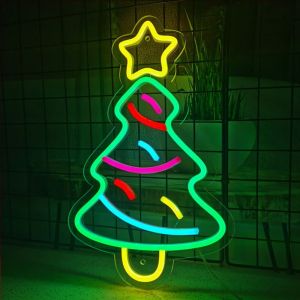 XIJIBAN Cấp nguồn qua USB Biển hiệu đèn neon Giáng sinh Đèn LED rực rỡ Nhiều màu sắc Đèn LED Neon Giáng Sinh Sáng tạo Đạo cụ ảnh Đèn Neon Tiệc Tùng Trong nhà Ngoài trời
