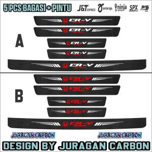 9pcs Sticker karbon anti gores mobil honda crv stiker carbon 3d pengaman pijakan pintu bagasi mobil