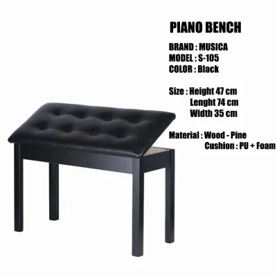 Piano Bench With Storage Box (Musica) Black/White / Rosewood / Walnut