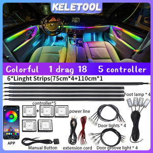 18 in 1 Car Ambient Lights LED Interior RGB Symphony Neon Atmosphere Lamp USB APP Control Acrylic Strip Light 213 Color