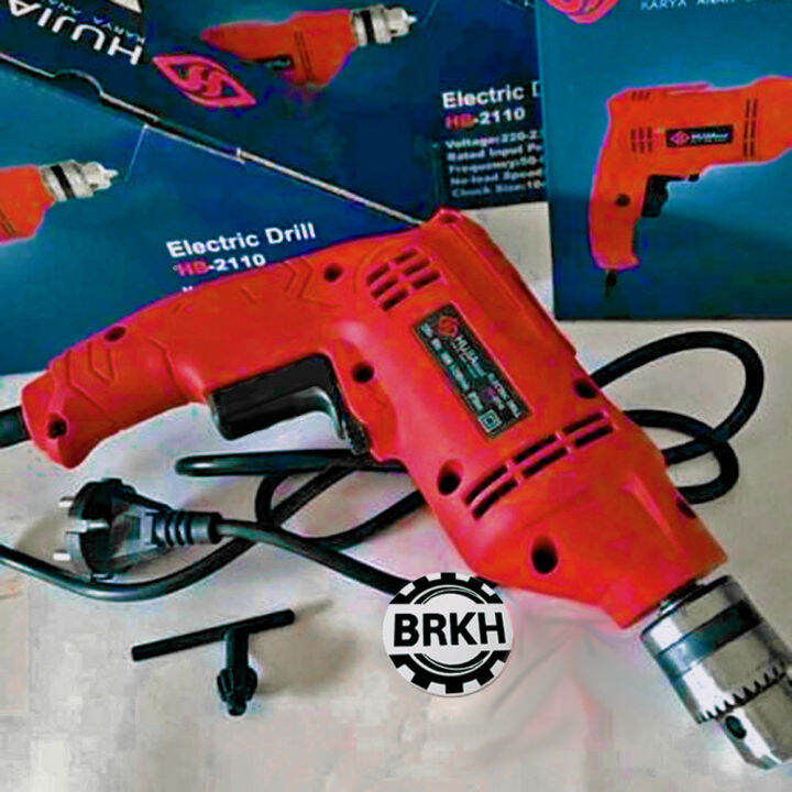 Mesin Bor Listrik 10mm Reversible Drill Hujia HB-2110 Bor Besi Kayu ...