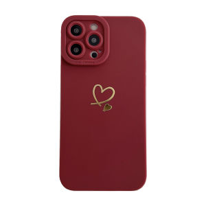 FLOVEME IPhone 14 Pro Max/iPhone 14 Plus/iPhone 14 IPhone 13 Pro Max 13 Pro 13 IPhone 12 Pro Max 12 Pro 12 IPhone 11 Silicone Simple Soft Shell Gold Plated Love Phone Case