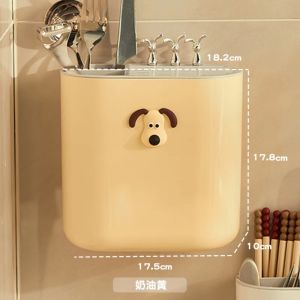 Hộp đựng đũa thìa hộp cài dao treo tường họa tiết hình cún dễ thương chất liệu nhựa PP cao cấp bền đẹp decor bếp