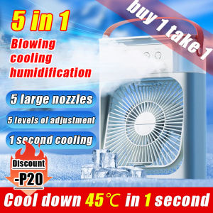 Cooler than air conditioner Portable 600ML 4 in 1 USB Air Cooler Fan with 3-Speed Mini Air Conditioner Electric Cooling Fan for Table Humidifier Air Purifier with Color LED Light Mist Cooling Fan Humidifier Fans Purifier Desktop Electric Fan
