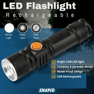 USB Rechargeable LED Flashlight Mini Torch Light Waterproof Zoomable 3 Modes Portable Camping Lamp