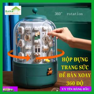 HỘP ĐỰNG TRANG SỨC ĐỂ BÀN XOAY 360 ĐỘ "BAHAMAR" An toàn trang sức thiết kế móc có thể treo các đồ trang sức trong hộp để ngăn ngừa bụi và phần ngoài trong suốt để nhìn rõ ràng bên trong.