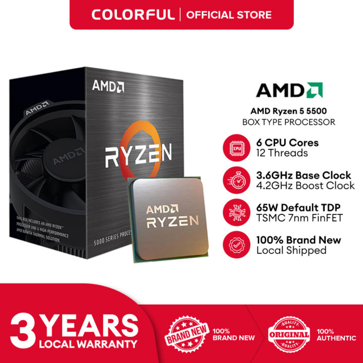 AMD Ryzen 5 5500 Boxed Desktop Processor (w/ Stock CPU Cooler) | Lazada PH