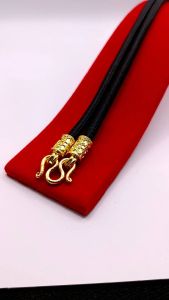 สร้อยพระเชือกร่ม สร้อยคอห้อยพระ เชือกร่ม สร้อยเชือก สร้อยพระ1องค์ ทรงกระบอก ขนาด 3 มม. ยาว 24 นิ้ว ชุบทองไมครอน สวมหัวได้