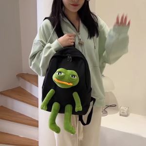 COD  Gadis Beg Sekolah Kanvas Comel Hodoh Katak Sedih 2024 Pelajar Sekolah Rendah Comel Jepun Bera Baru Beg Galas Di Kelas Tiga Hingga Enam  Sem