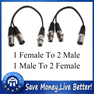 【Local delivery】 0.3m 1Ft 3P XLR Female Jack To Dual 2 Male / Male To Dual Female Plug Y Splitter Cable Adaptor Cord Microphone Audio Extension Cable Cord Wire XLR-Y-Splitter-Female