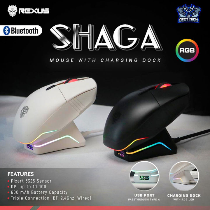 Rexus Shaga RX130 / RX-130 Wireless Gaming Mouse with Charging Dock ...