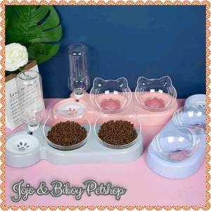 Tempat Makan dan Minum kucing 3 in 1 - Bowl anjing Double Mangkok 1 set