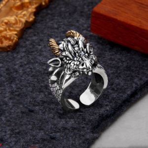 Cincin Retro Naga Zodiak Untuk Pria Model Terbuka