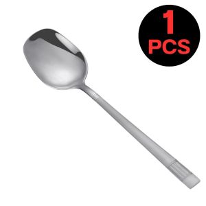 ช้อนยาว สแตนเลส แข็งแรง ไม่ขึ้นสนิม {5ชิ้น} ช้อนสแตนเลส ช้อนซุปคุณภาพสูงสำหรับมื้อเย็น ช้อนชาสีเงิน ช้อนแตงโม ช้อนอเนกประสงค์ด้ามยาว