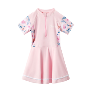 LJMOFA Kids One-Piece Swimsuit for Girls 3-10 Years Floral Print Quick-Dry Girls Swimwear