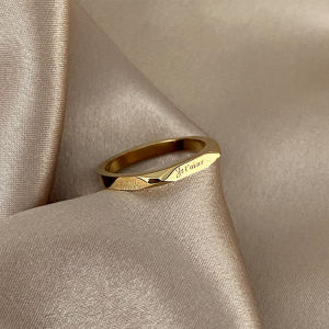 BESFOME France Stainless Steel 18k Gold Plated Rings Engraved i love you ring Women Fashion Jewelry Wedding Rings