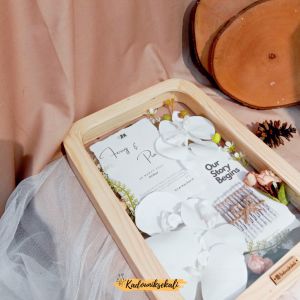 Simbolis Mahar Pernikahan White Flowers - Mahar Bingkai 3D Jati Belanda