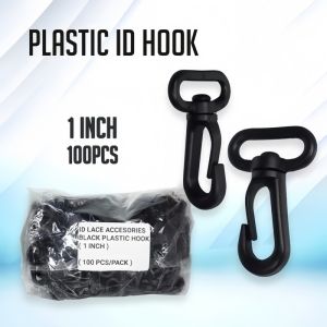 100pcs ID G-Hook/Black Id Plastic HookId Ordinary HookG-Hook Id Accessories For Id Lace Lanyard Making