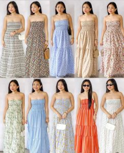 karla Plain and Printed Boho Maxi Long Tube Dress for Women for Women - fits XS to large - good quality - super kapal ng tela - trending - 100 percent cotton - mall quality - Top pick - madaling maubos - trending - made of imported fabric - affordab