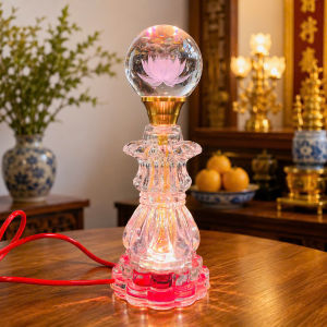 Đèn Thờ Hoa Sen Pha Lê Quả Cầu – Đèn Trang Trí Bàn Thờ Phật Gia Tiên – Ánh Sáng Đẹp Sang Trọng